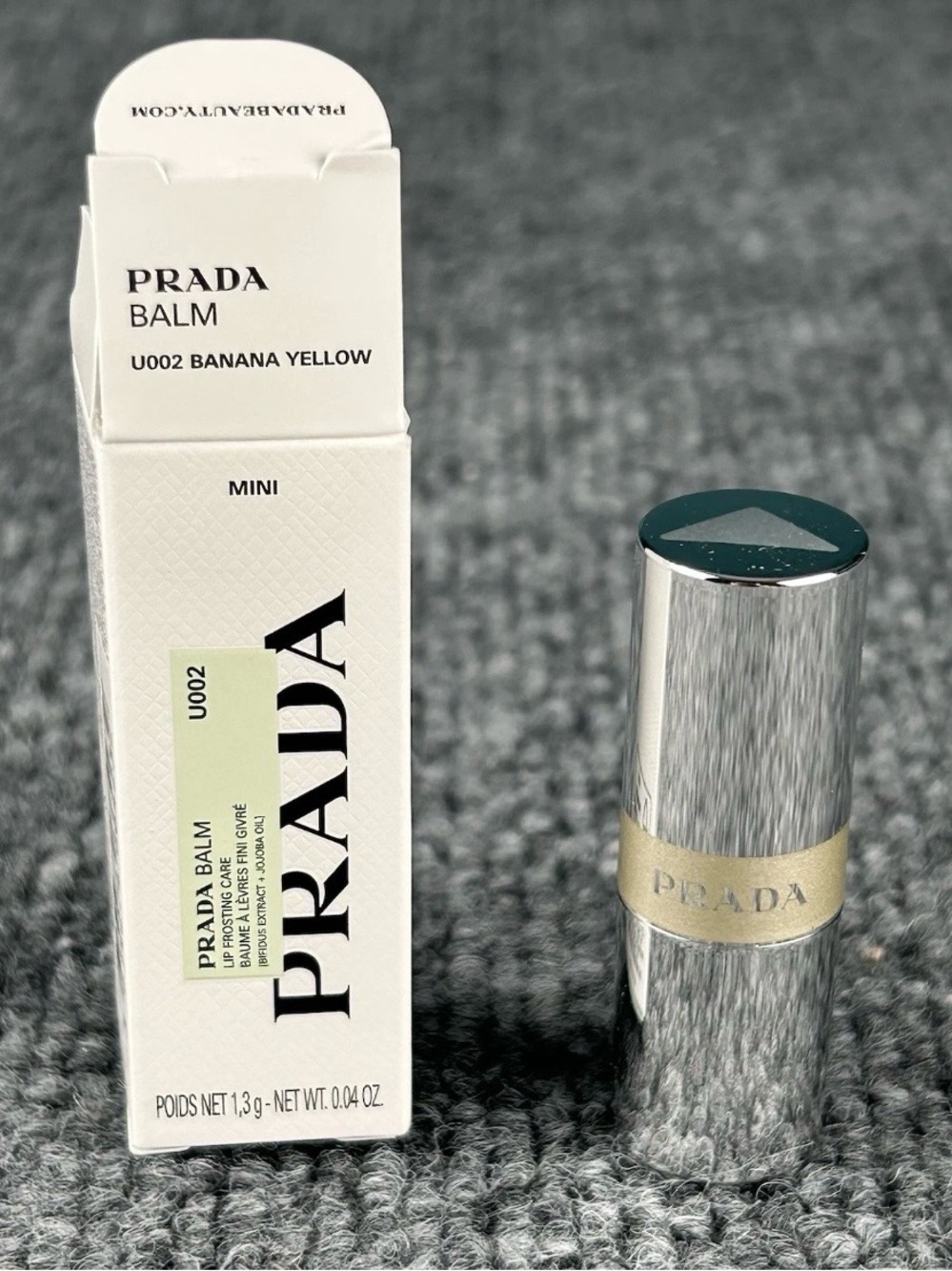 Prada Lip Balm Banana Yellow 0.04 Oz Travel MINI Lip Frosting Care NIB Sheer - Picture 1 of 5